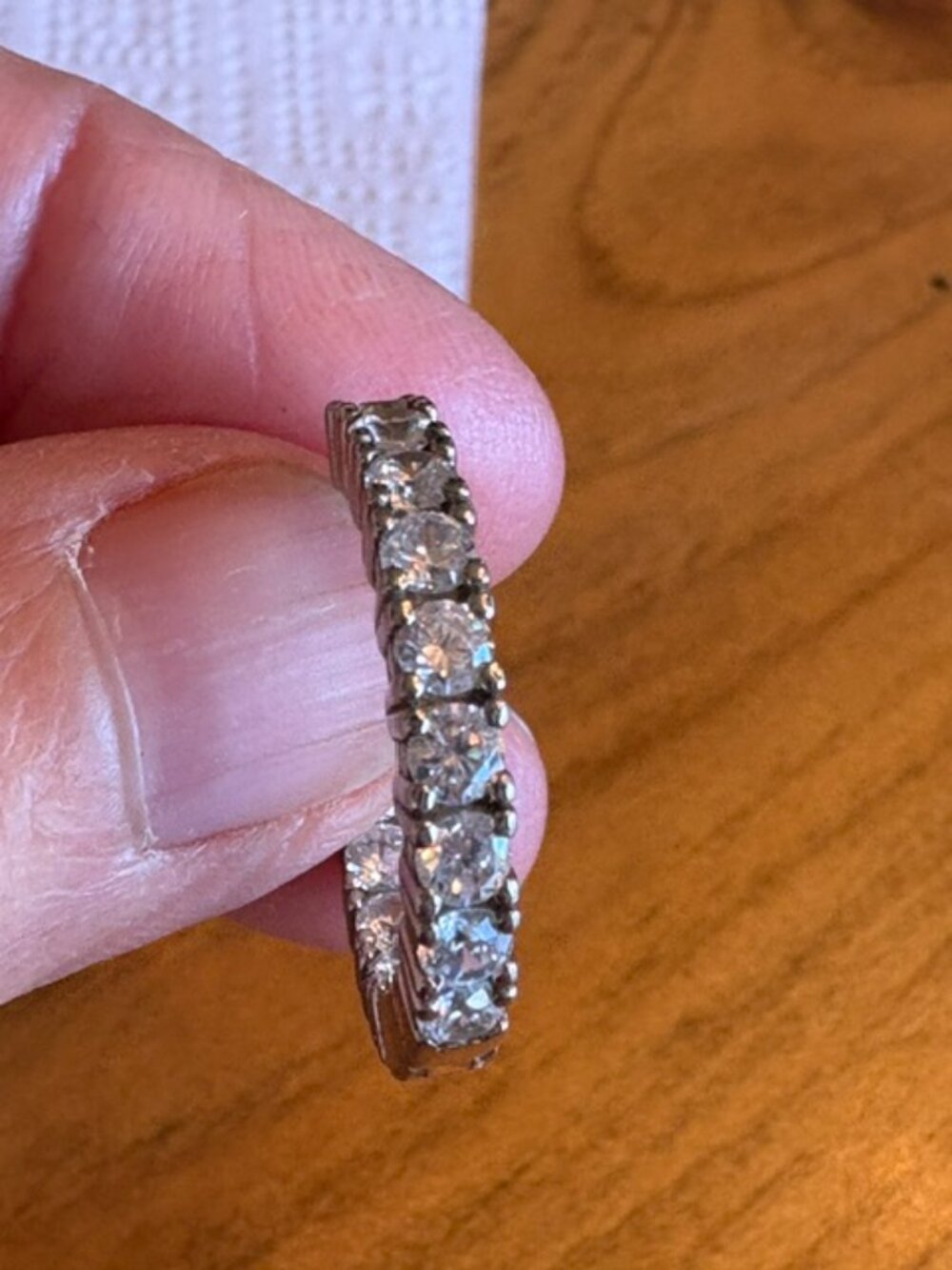 Sterling silver (marked 925) hoop earrings with 16 white Cubic Zirconia Gemstone - Picture 6 of 12